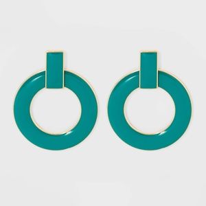 Sugarfix by BaubleBar Doorknocker Enamel Hoops in Green NWT